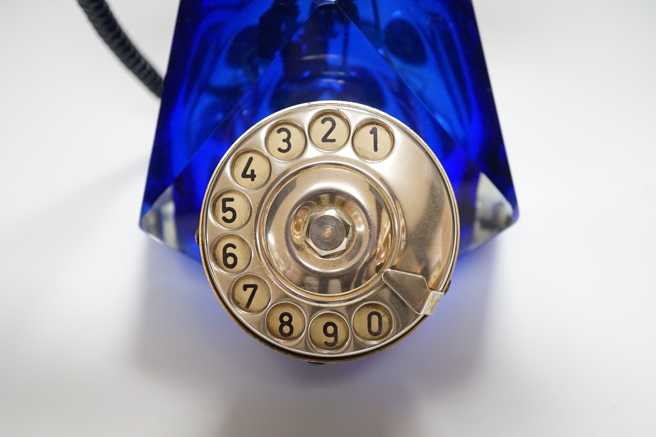 An Italian glass 1960's/70's telephone hand set, 27cm